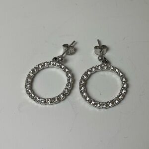 Elegant Silver Gemstone Hoop Earrings
